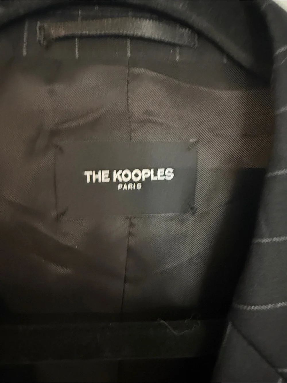 The Kooples Black Pinstripe Blazer with Decorative Chain